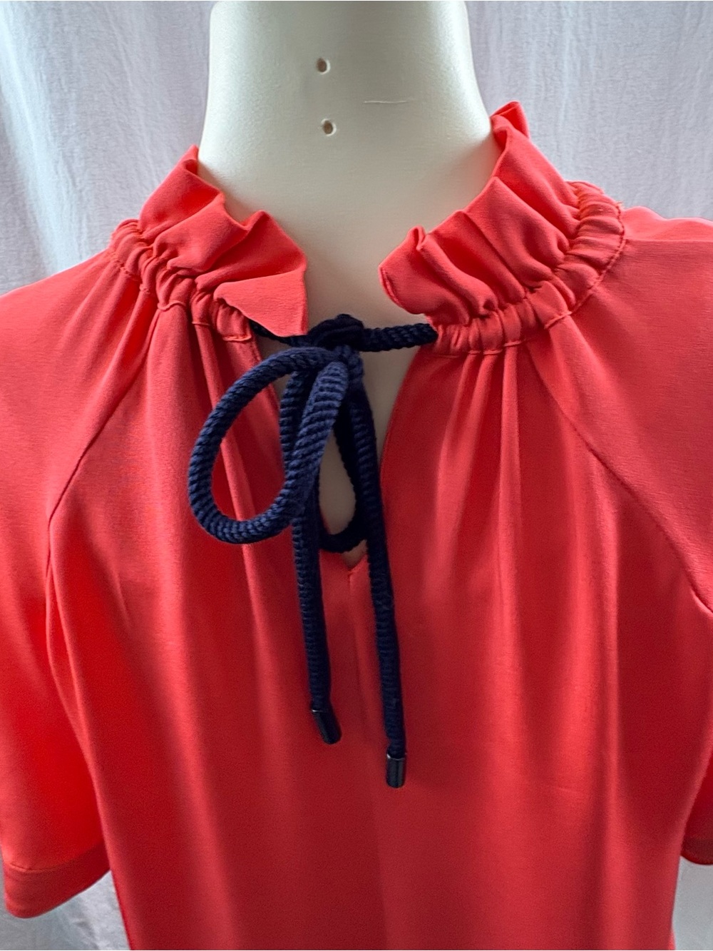 Roksanda Silk Tent Dress Ruffled Mock Neck Coral 10 - Picture 7 of 12